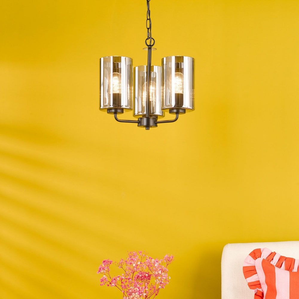 Daylin Satin Black & Smoked Glass 3 Light Pendant