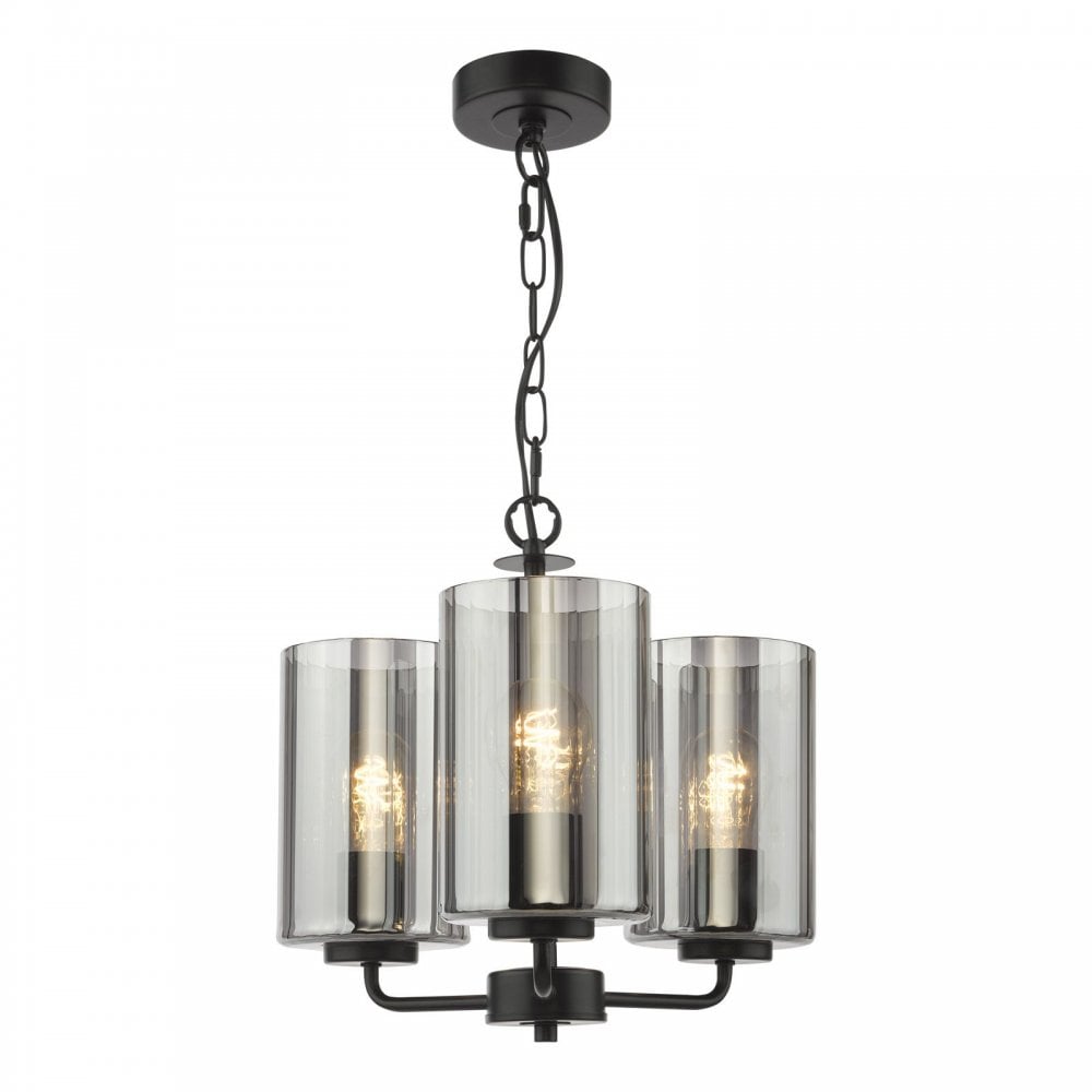 Daylin Satin Black & Smoked Glass 3 Light Pendant