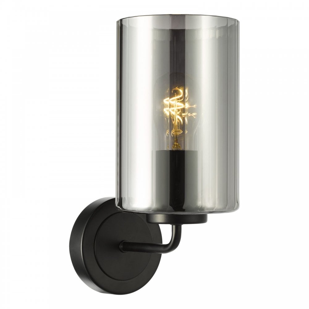 Daylin Satin Black & Smoked Glass Wall Light