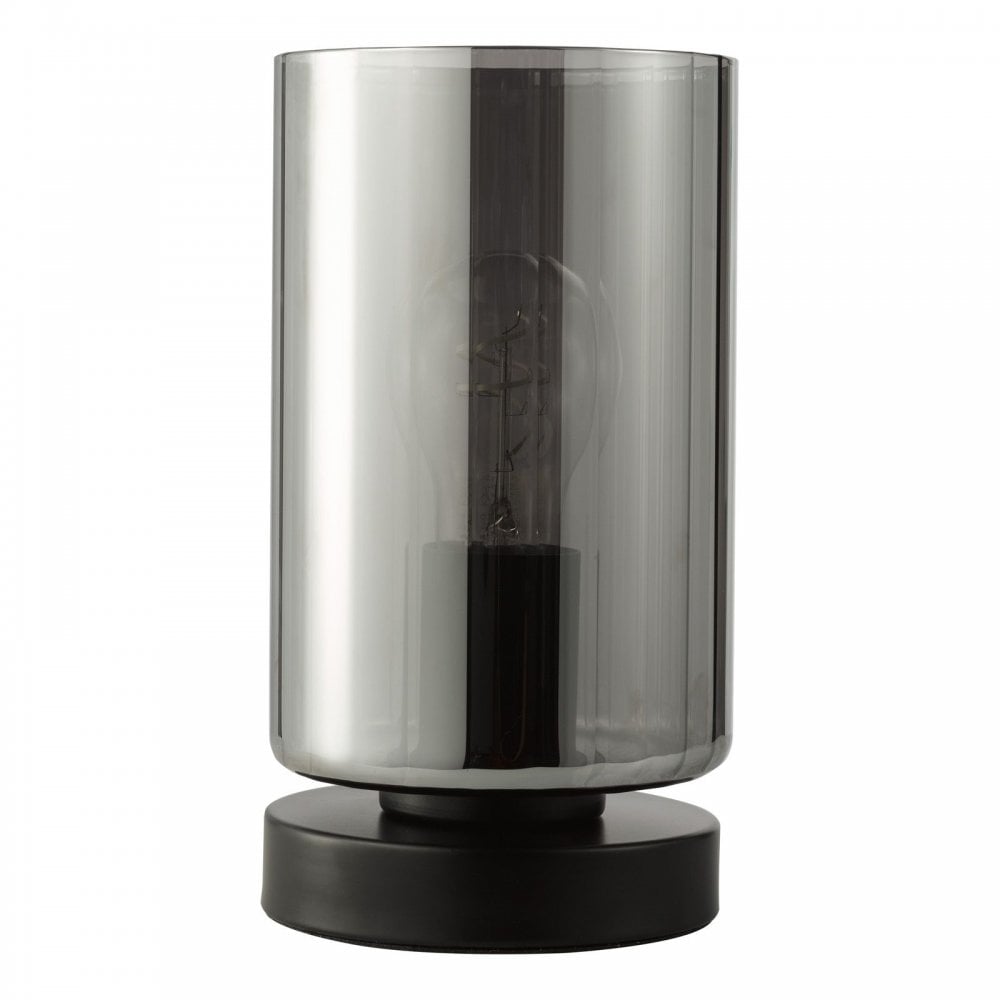 Daylin Satin Black & Smoked Glass Touch Table Lamp