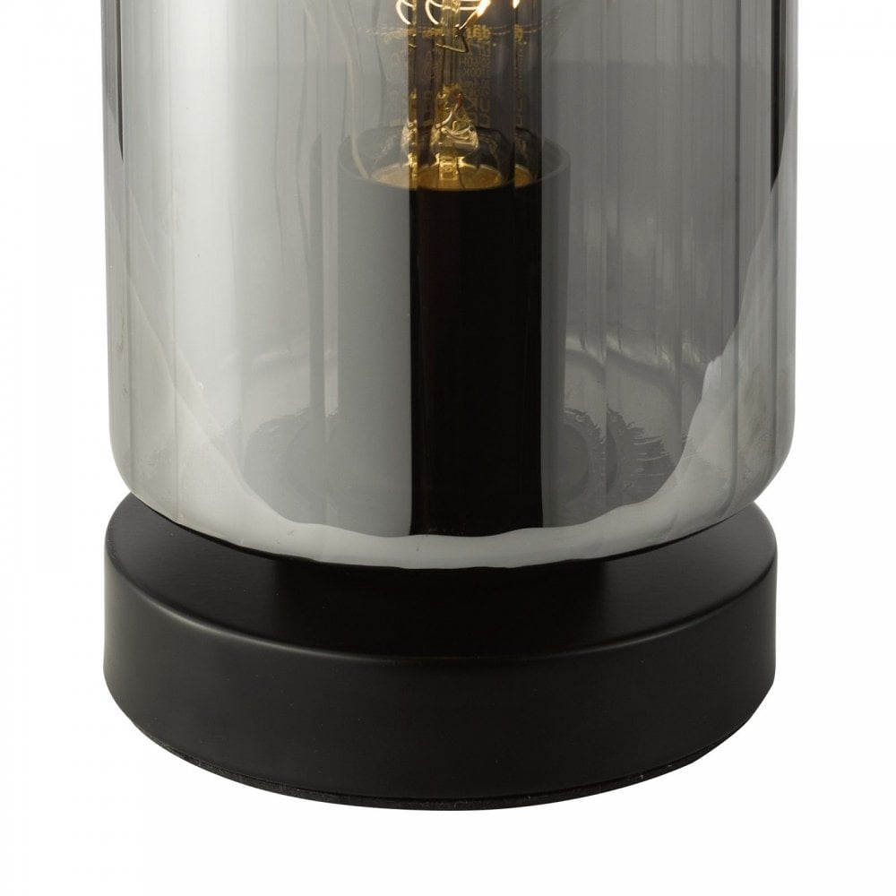 Daylin Satin Black & Smoked Glass Touch Table Lamp