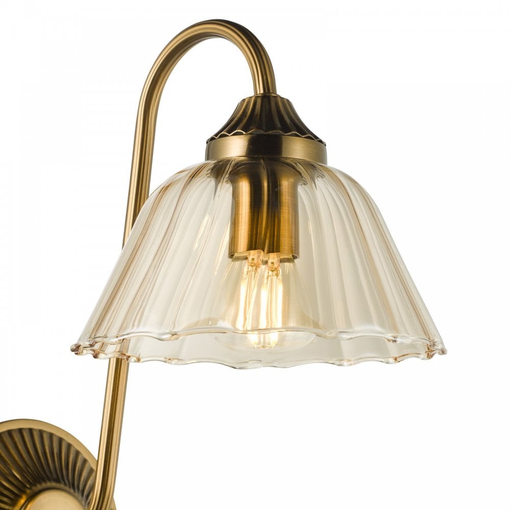 Erika Antique Bronze & Amber Glass Wall Light
