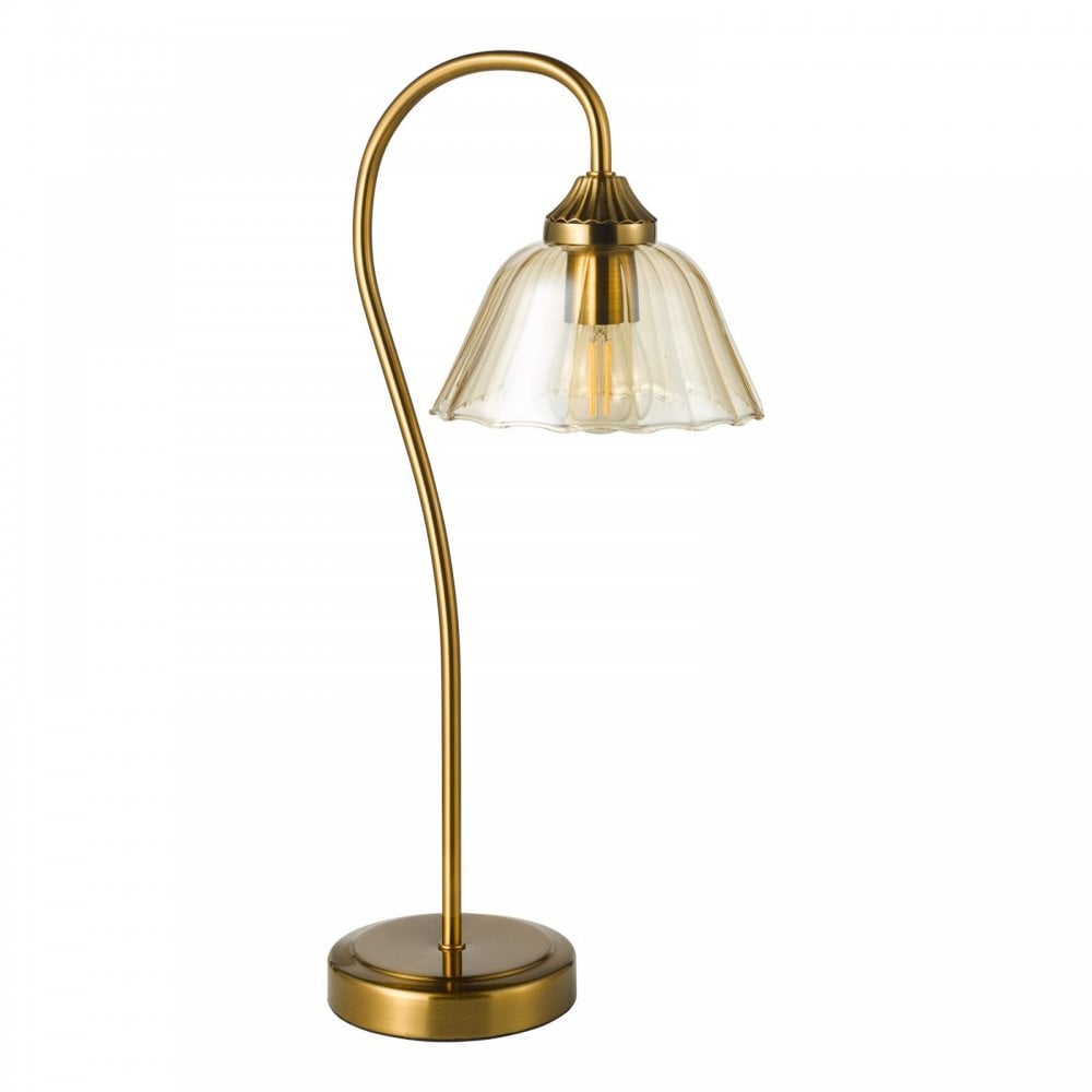 Erika Antique Bronze & Amber Glass Table Lamp
