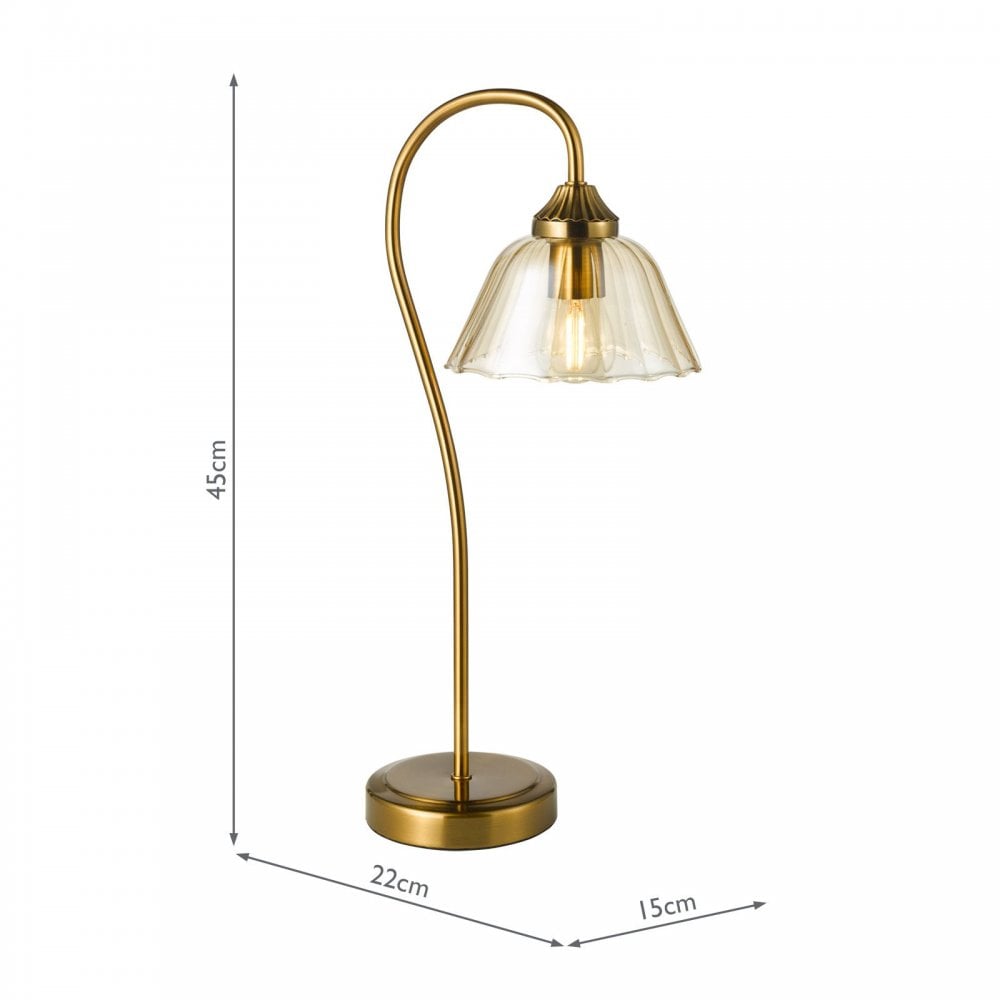 Erika Antique Bronze & Amber Glass Table Lamp