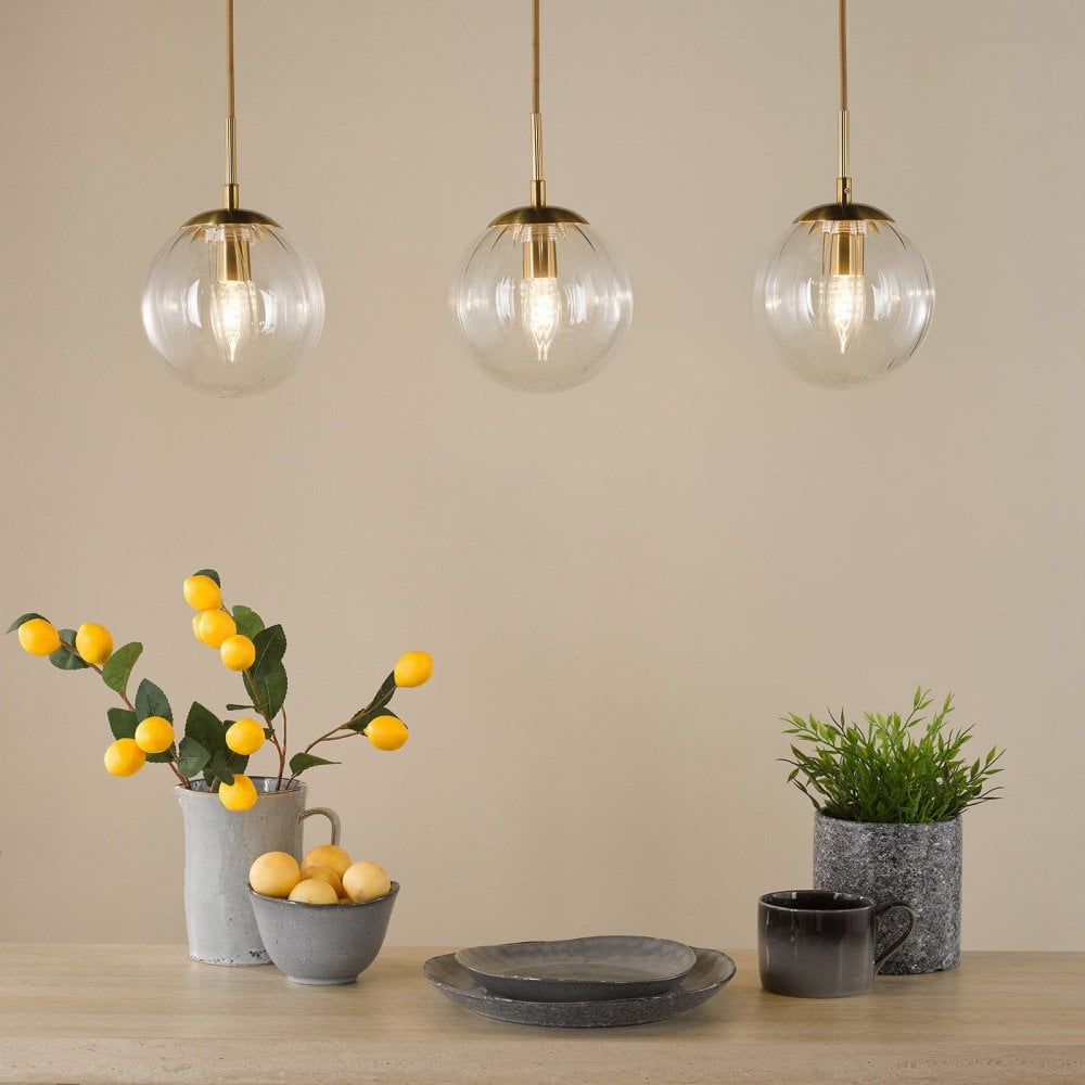 Jocelyn 3 Light Brass Bar Pendant