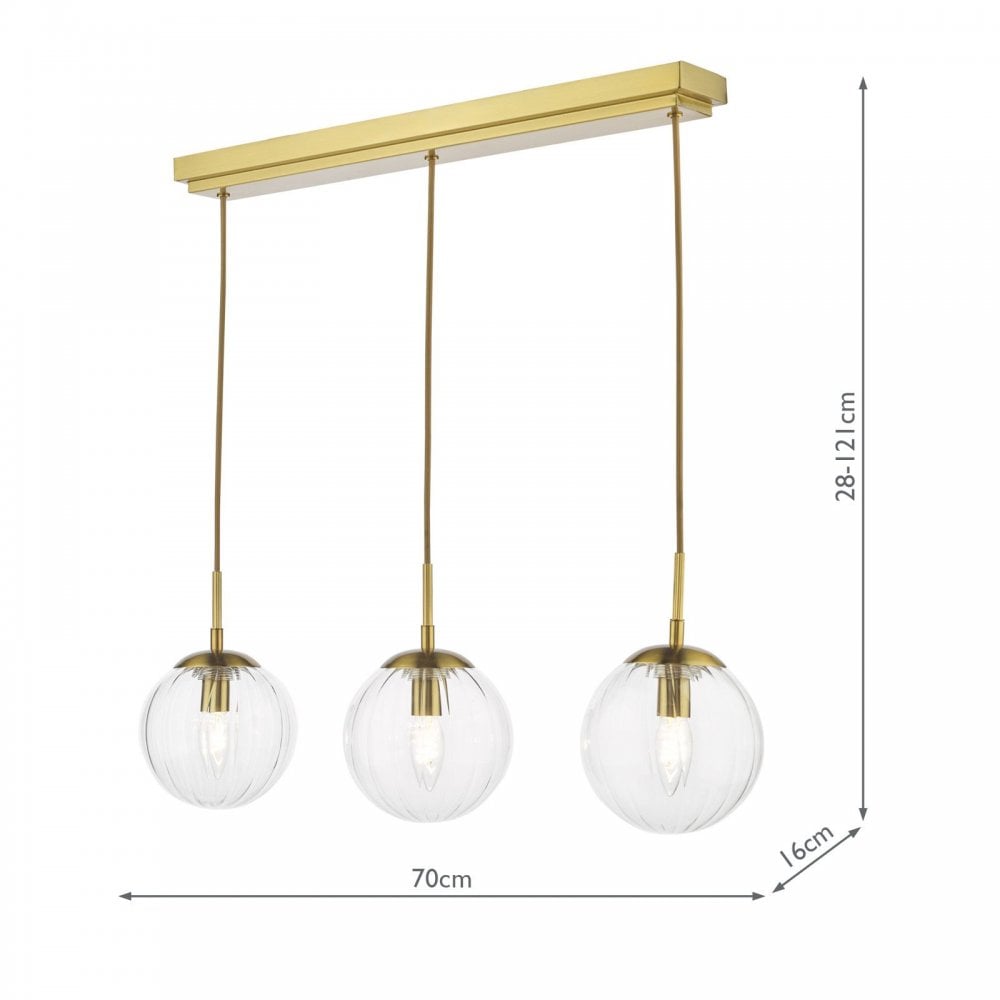 Jocelyn 3 Light Brass Bar Pendant