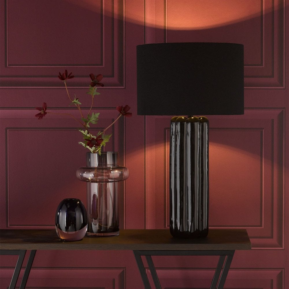 Hebron Black Table Lamp C/W Shade