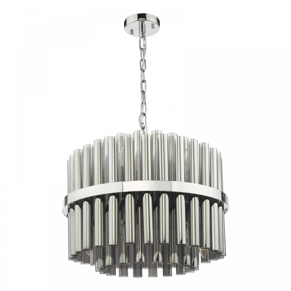Imani 12 Light Polished Chrome & Smoked Glass Pendant