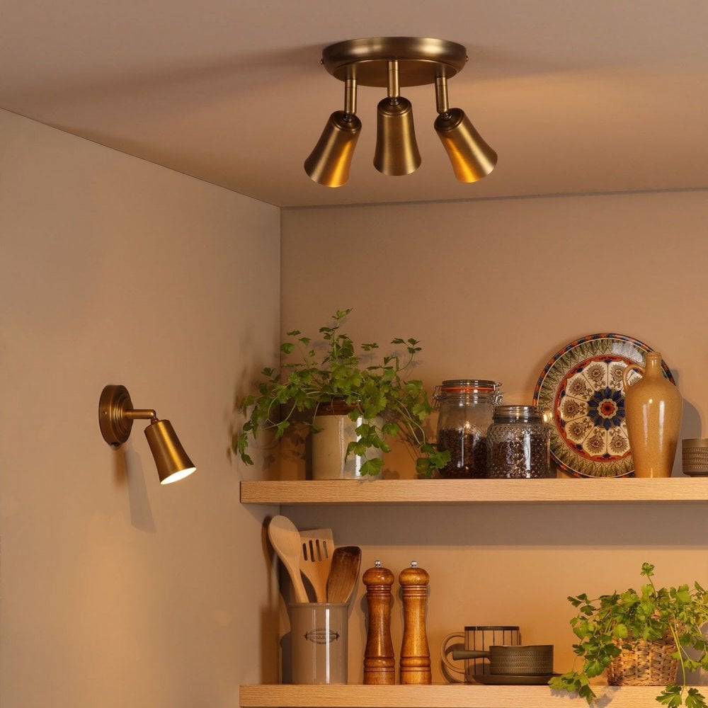 Jedrek 3 Light Aged Brass Spotlight