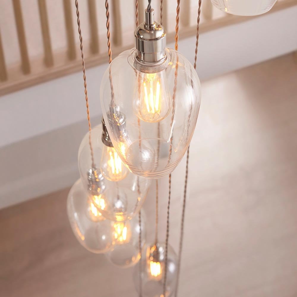 Millie Polished Nickel 13 Light Pendant with Clear Glass Shades