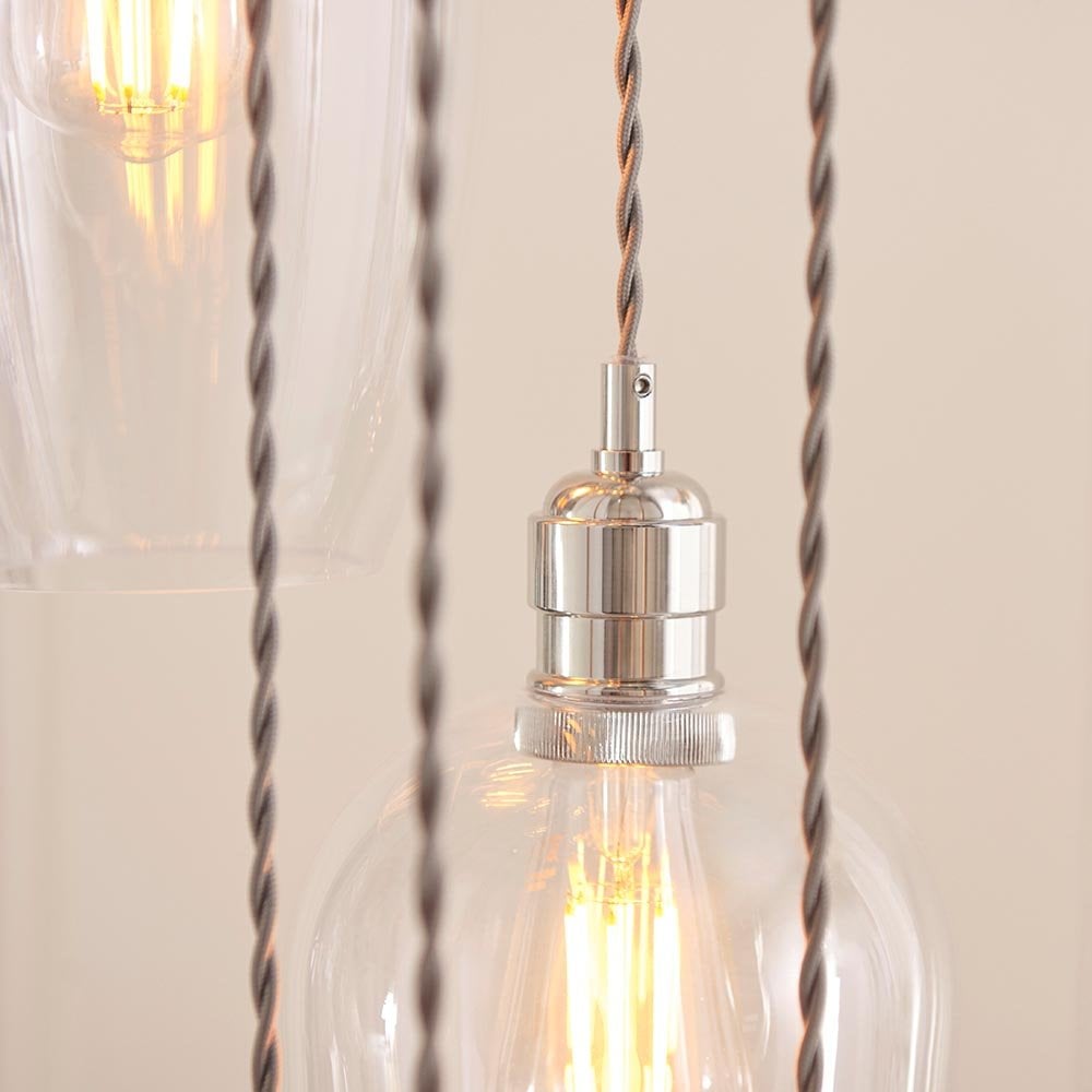 Millie Polished Nickel 13 Light Pendant with Clear Glass Shades