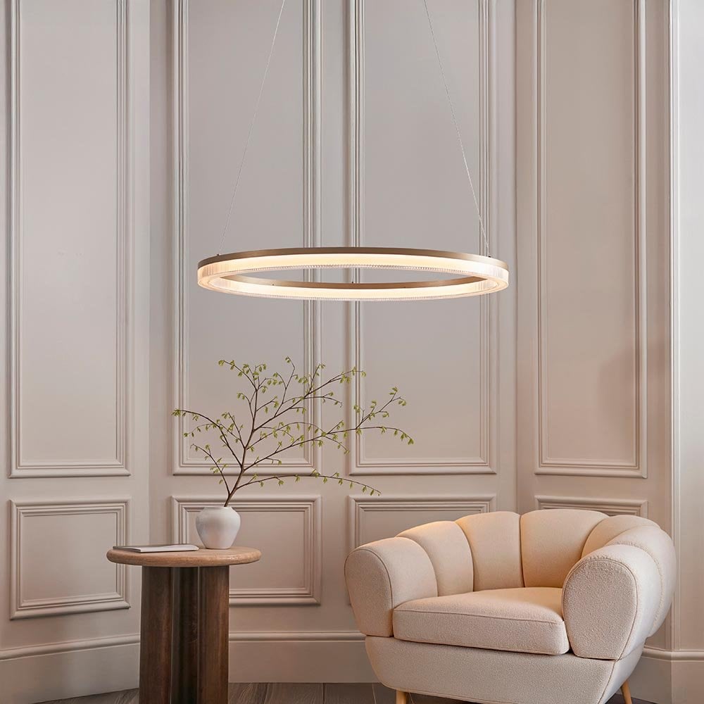 Brushed Gold LED Hoop Pendant
