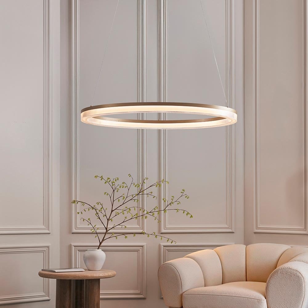 Brushed Gold LED Hoop Pendant