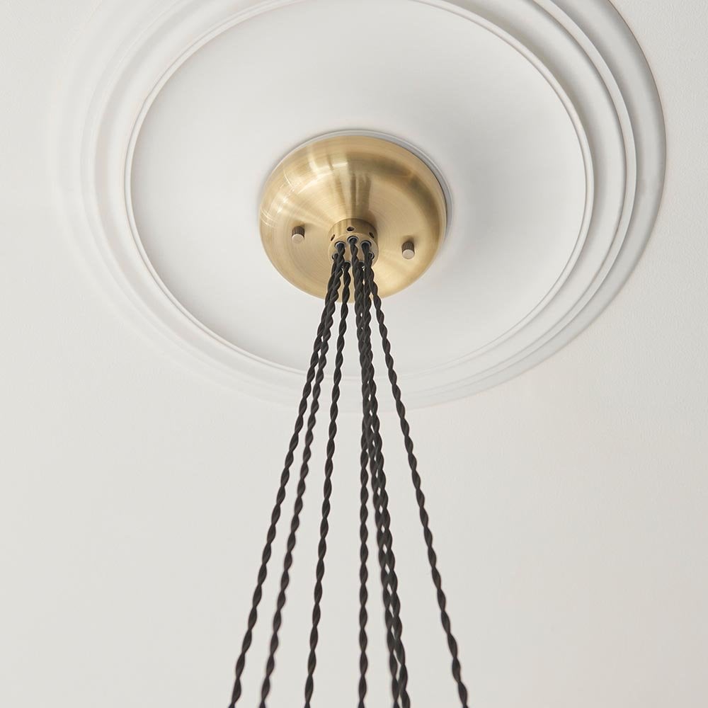 Mia Antique Brass 7 Light Cluster Pendant with Clear Glass Shades