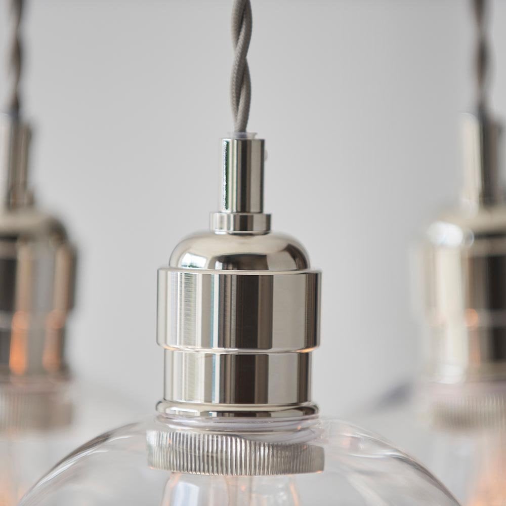 Mia Polished Nickel 3 Light Cluster Pendant with Clear Glass Shades