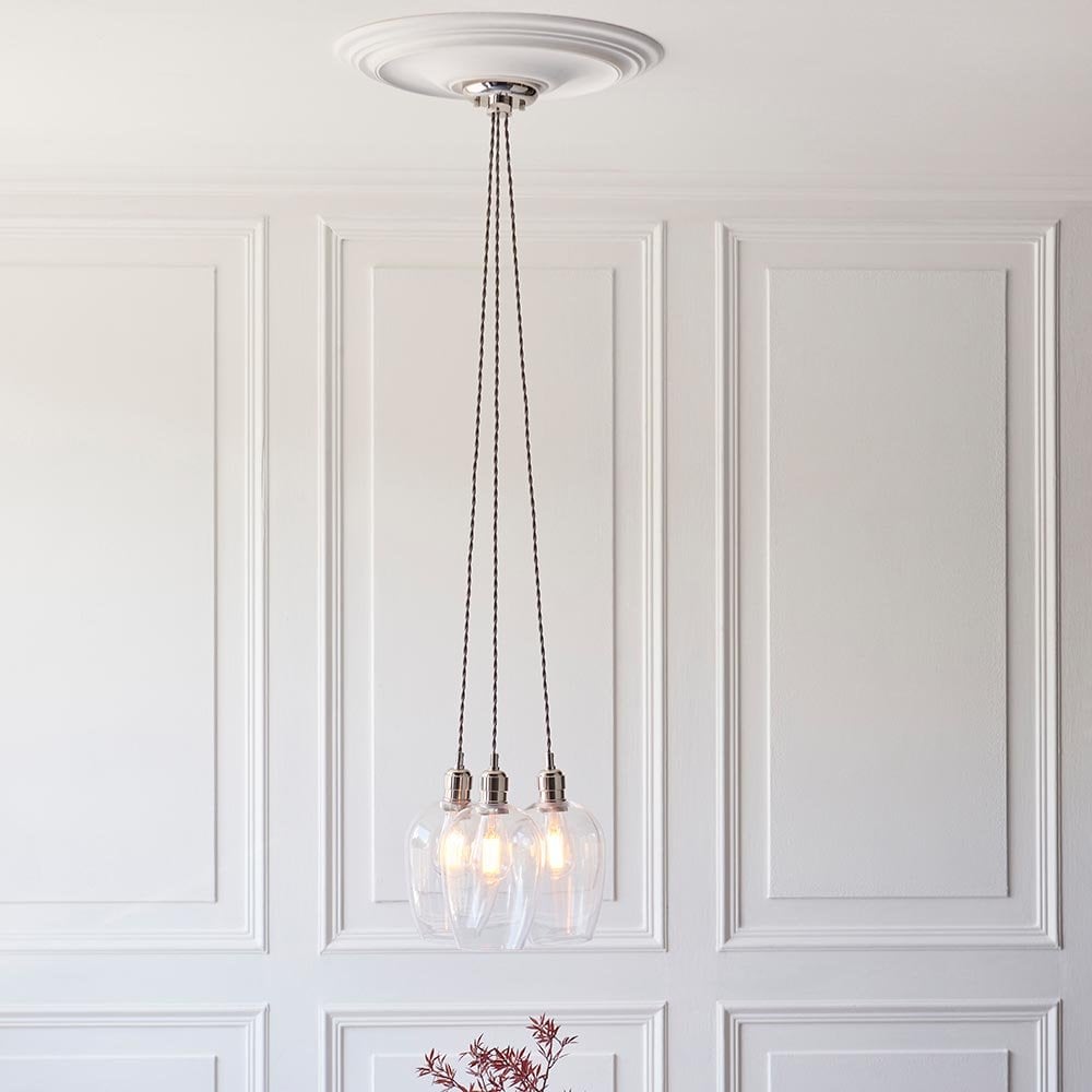 Mia Polished Nickel 3 Light Cluster Pendant with Clear Glass Shades