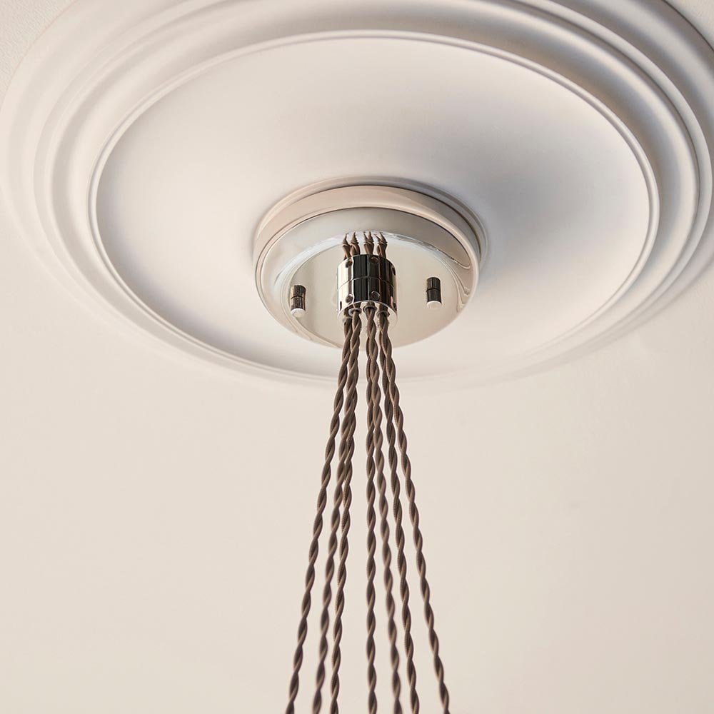 Mia Polished Nickel 7 Light Cluster Pendant with Clear Glass Shades