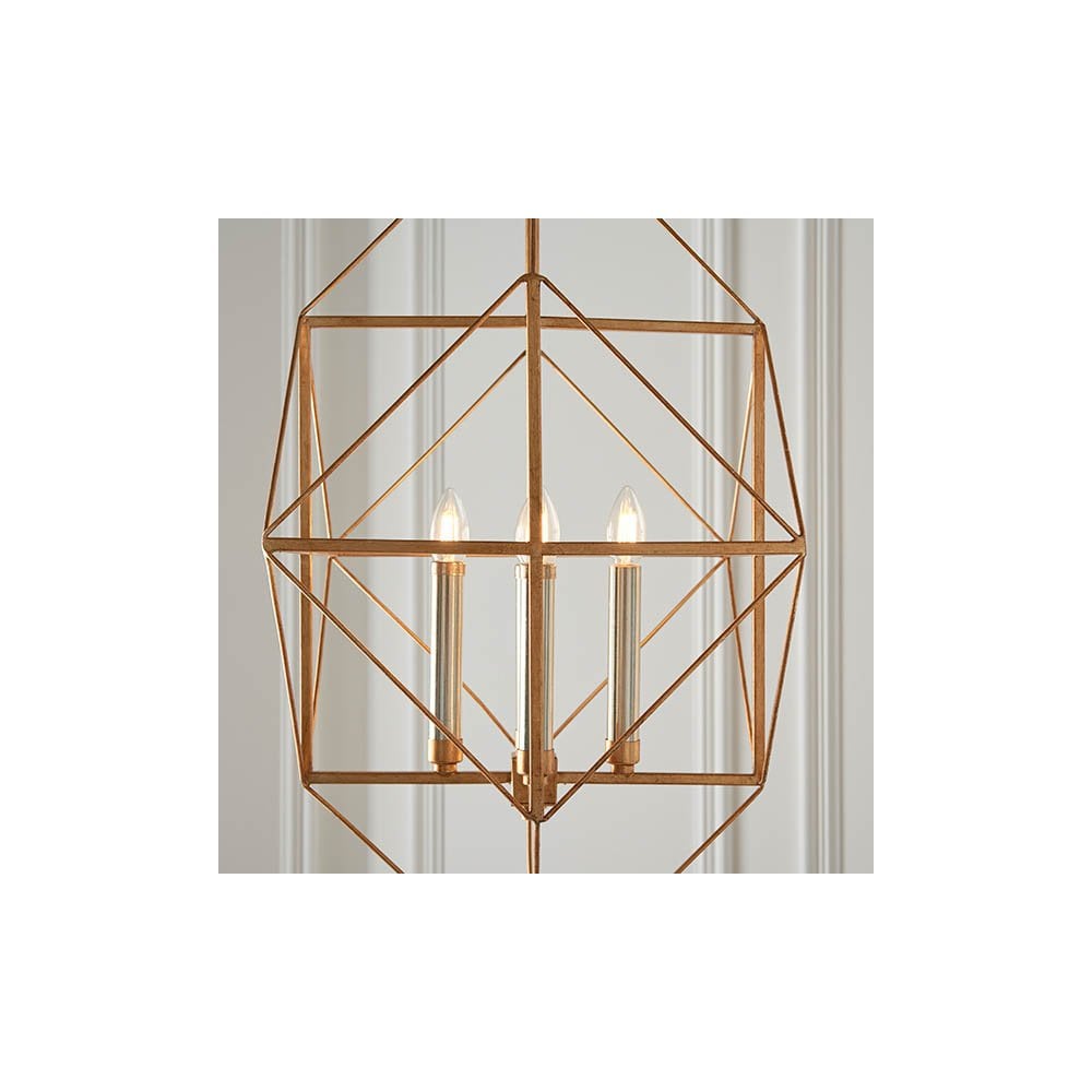 Fred 4 Light Gold Leaf Framed Pendant