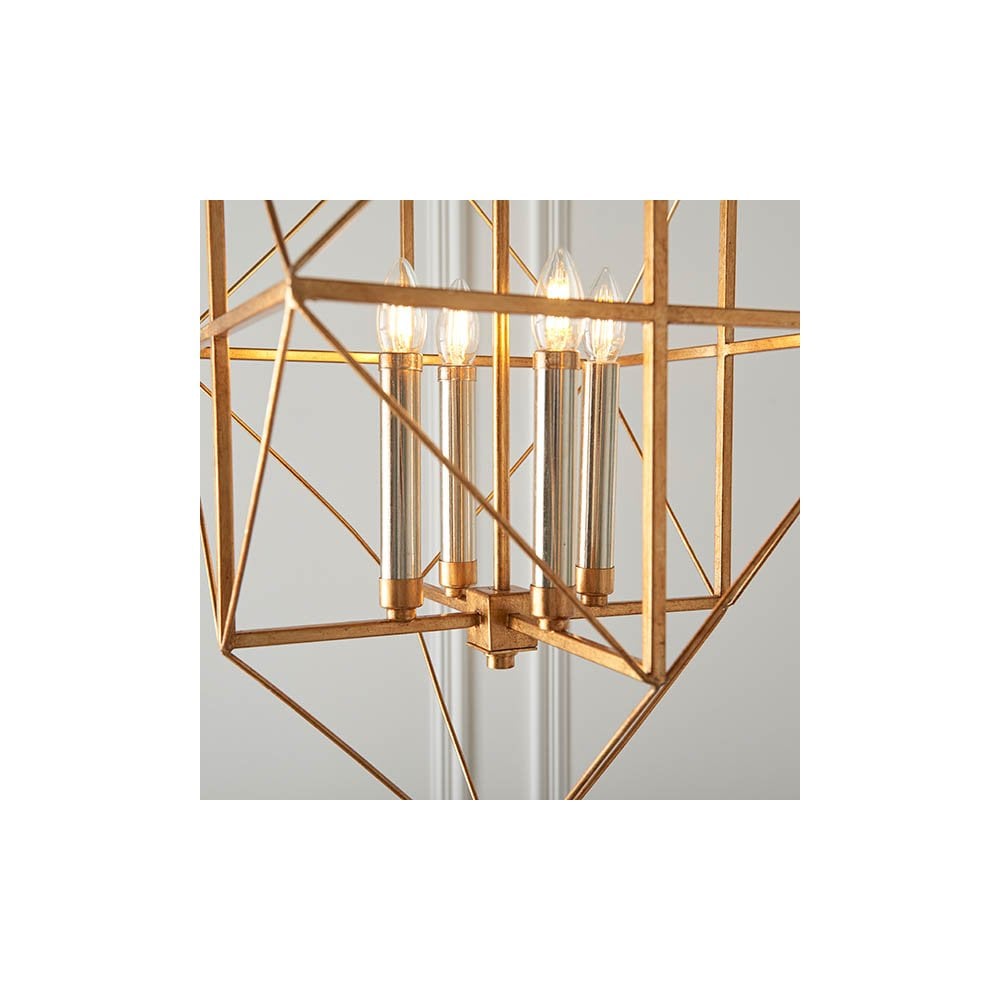 Fred 4 Light Gold Leaf Framed Pendant