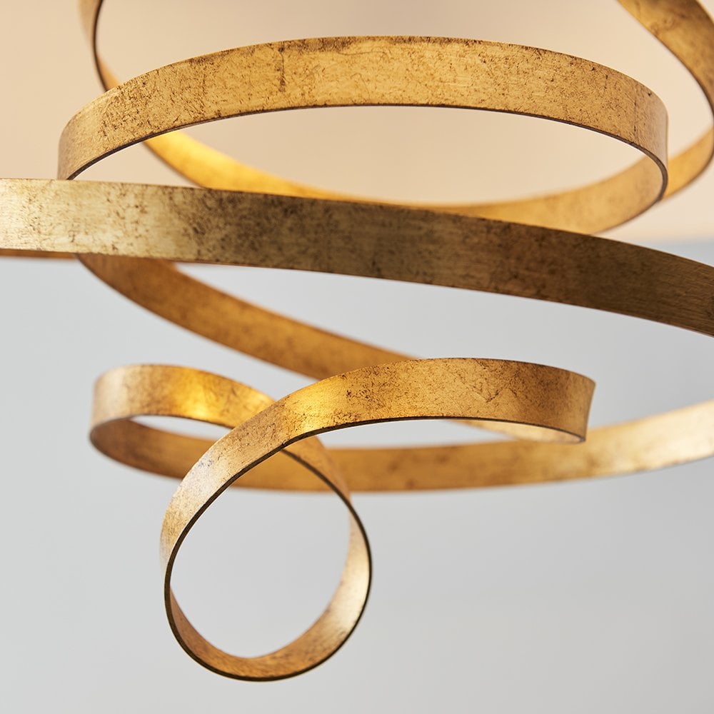 Jane Gold Ribbon Pendant C/W Ivory Shade