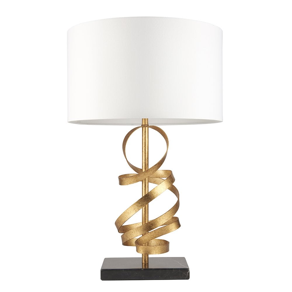 Jane Gold Ribbon Table Lamp C/W Ivory Shade
