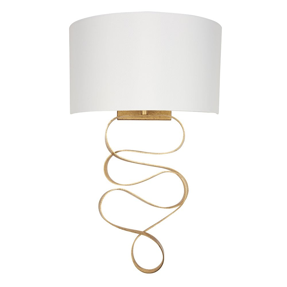 Jane Gold Ribbon Wall Light C/W Ivory Shade