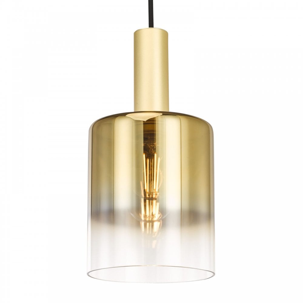 Savannah Single Pendant in Satin Gold & Gold Ombre Glass Finish