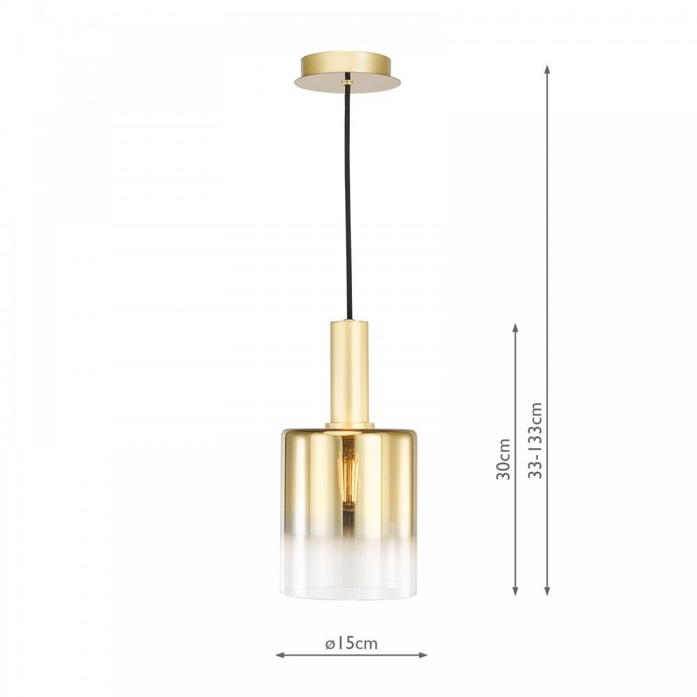 Savannah Single Pendant in Satin Gold & Gold Ombre Glass Finish