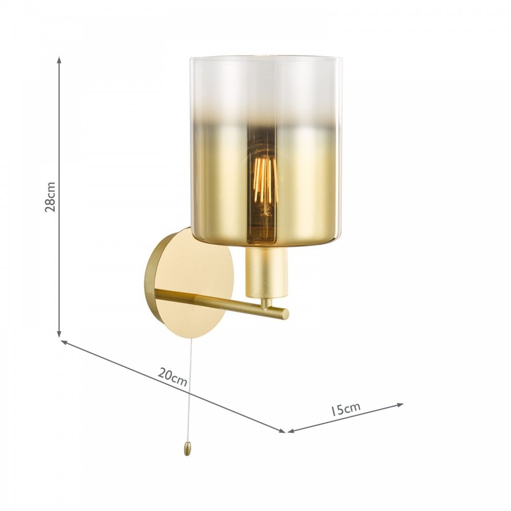 Savannah Satin Gold & Ombre Glass Wall Fitting