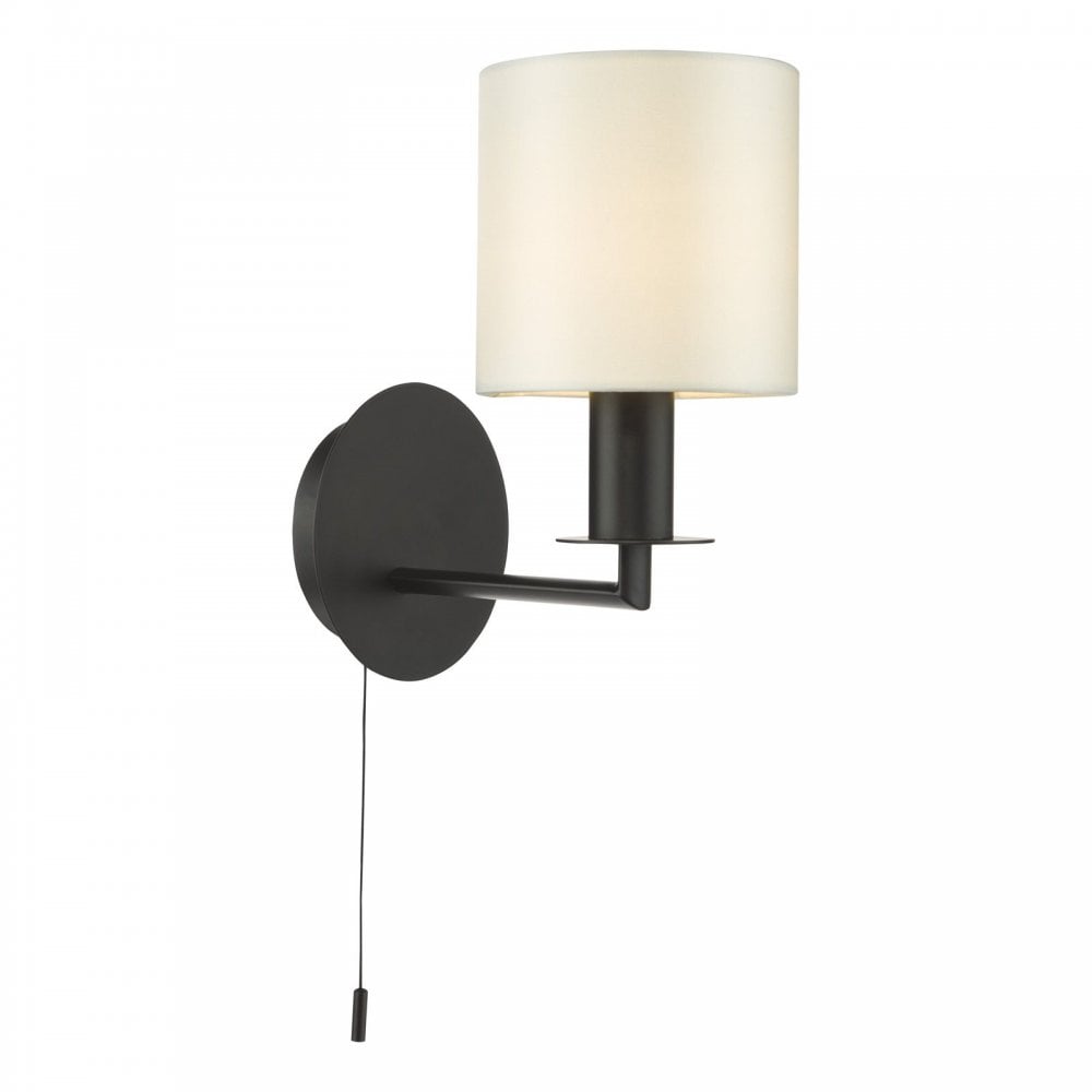 Tyler Wall Light in Matt Black C/W Ivory Shade