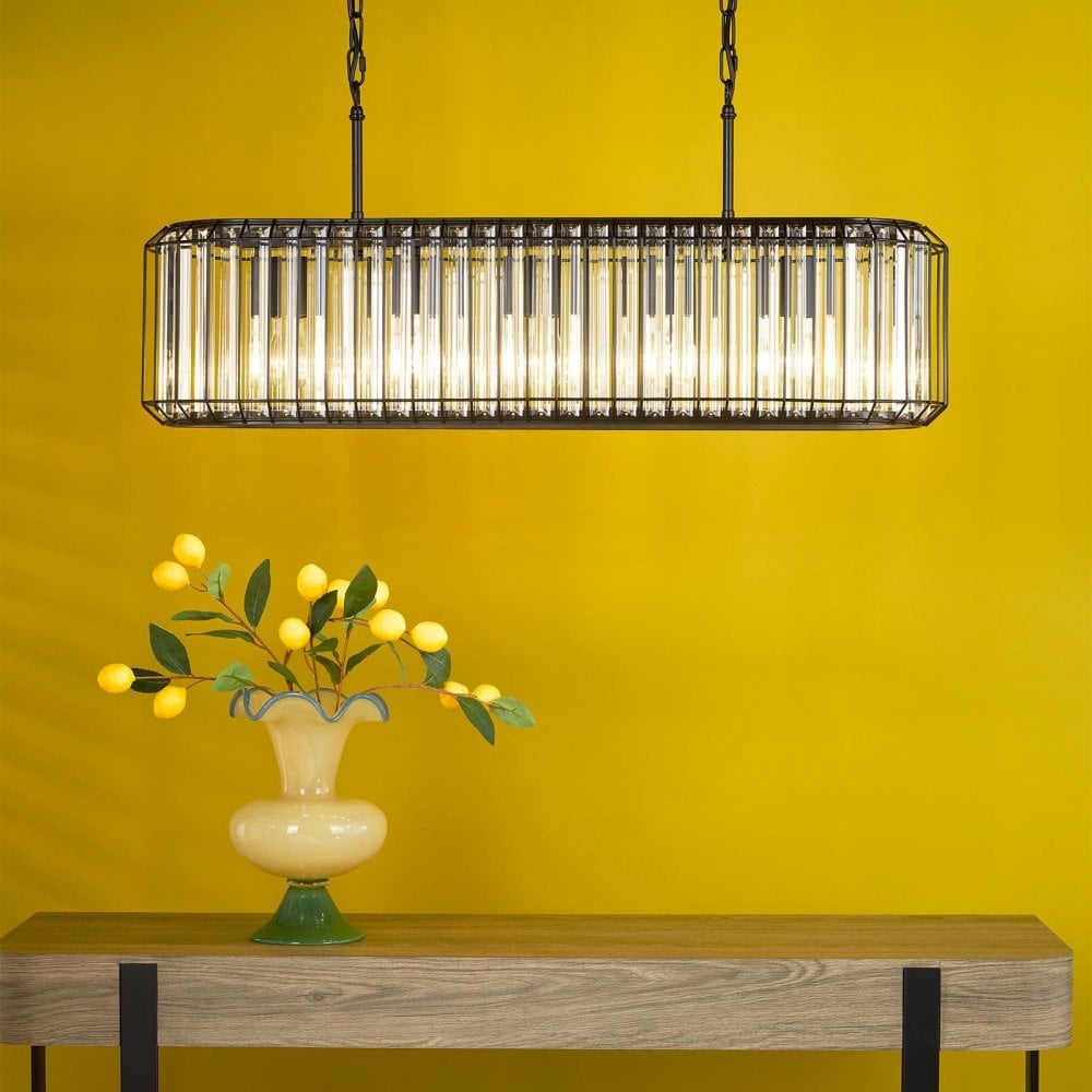 Naeva 5 Light Matt Black & Crystal Bar Pendant