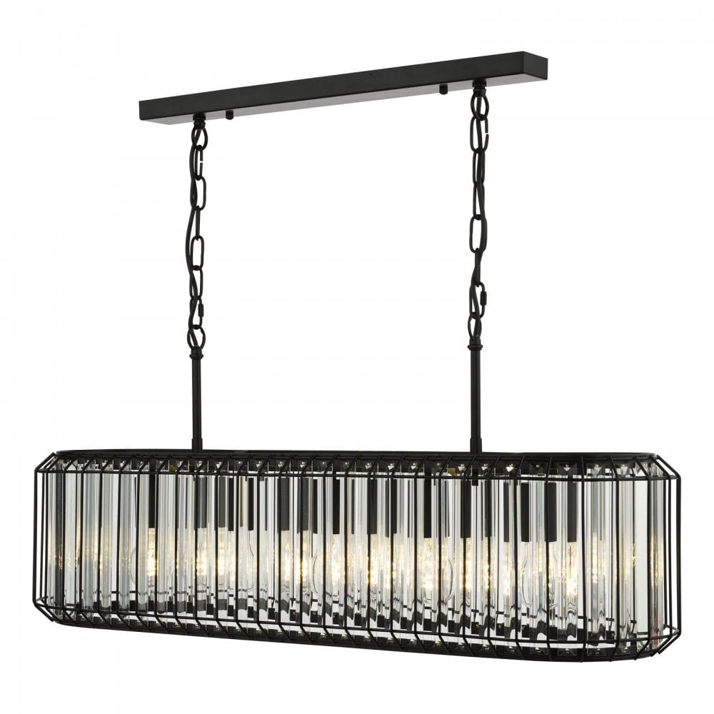 Naeva 5 Light Matt Black & Crystal Bar Pendant