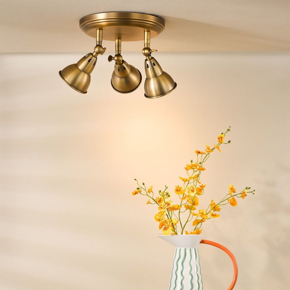 Nataniel 3 Light Spotlight in Aged Brass