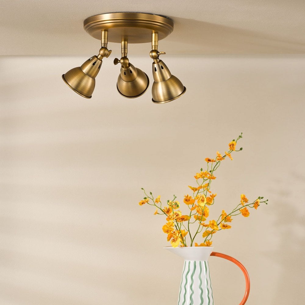Nataniel 3 Light Spotlight in Aged Brass