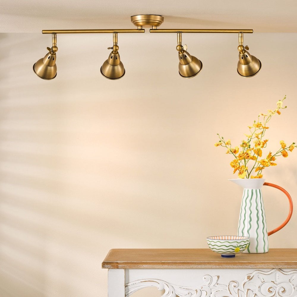 Nataniel 4 Light Aged Brass Spotlight Bar