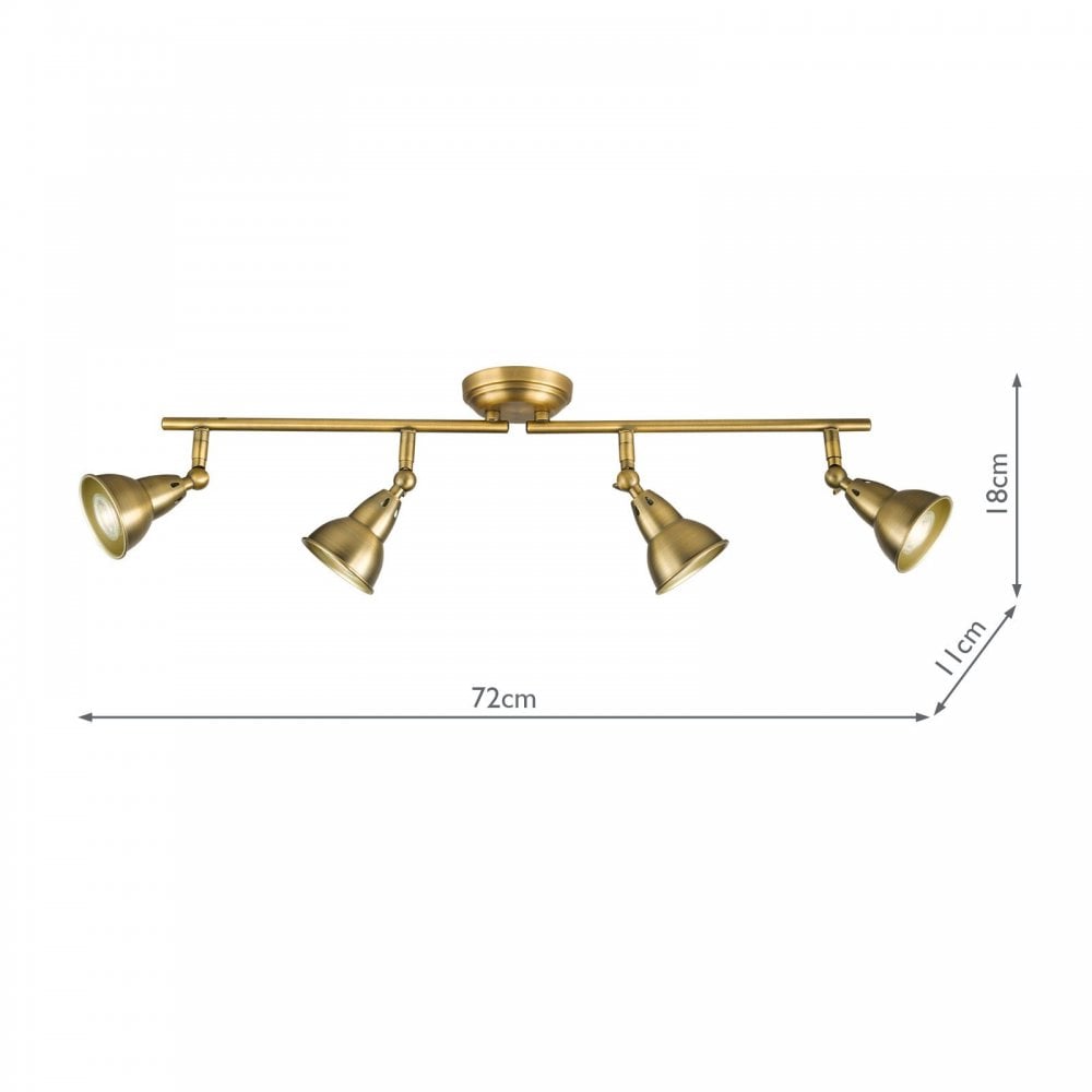 Nataniel 4 Light Aged Brass Spotlight Bar