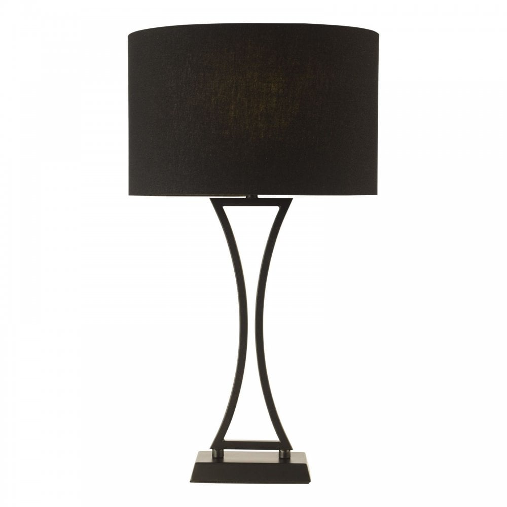 Oporto Matt Black Table Lamp C/W Shade