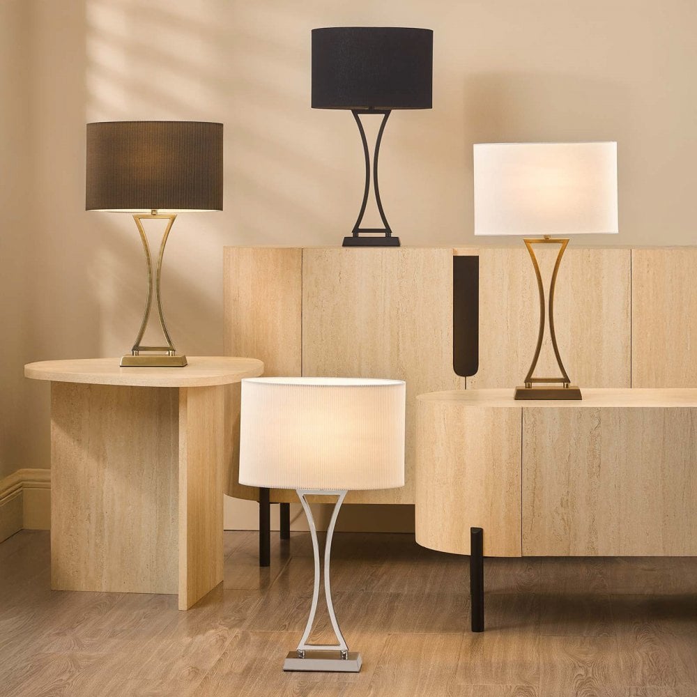 Oporto Matt Black Table Lamp C/W Shade