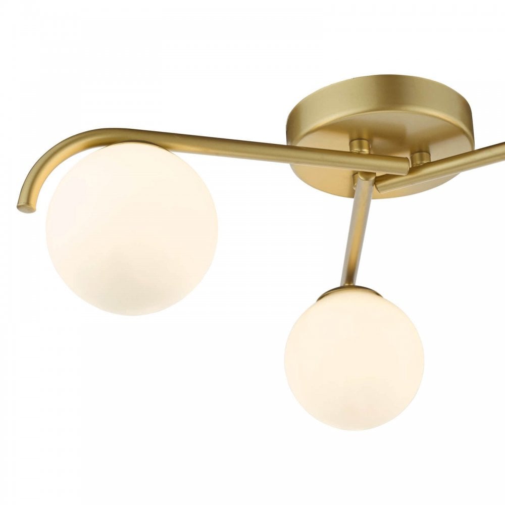 Orlena 3 Light Flush in Satin Gold & Opal Glass