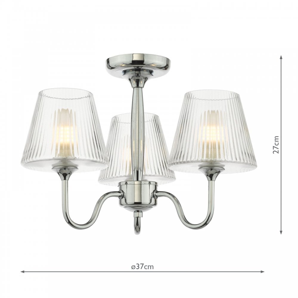 Rimaz 3 Light Polished Chrome Semi Flush IP44