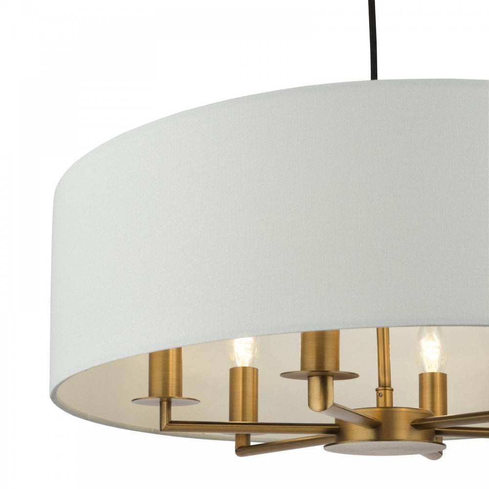 Tyler 6 Light Bronze Pendant C/W White Drum Shade
