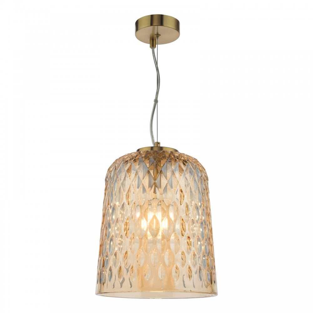 Varius Brass & Amber Glass Single Pendant