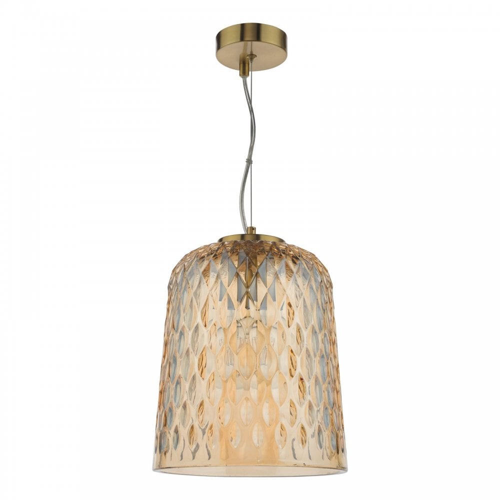 Varius Brass & Amber Glass Single Pendant