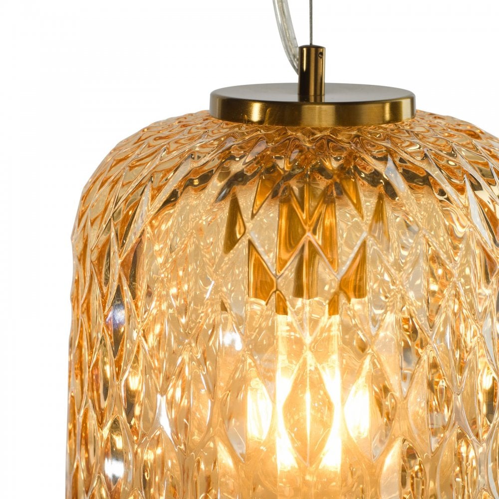 Varius Brass & Amber Glass Single Pendant