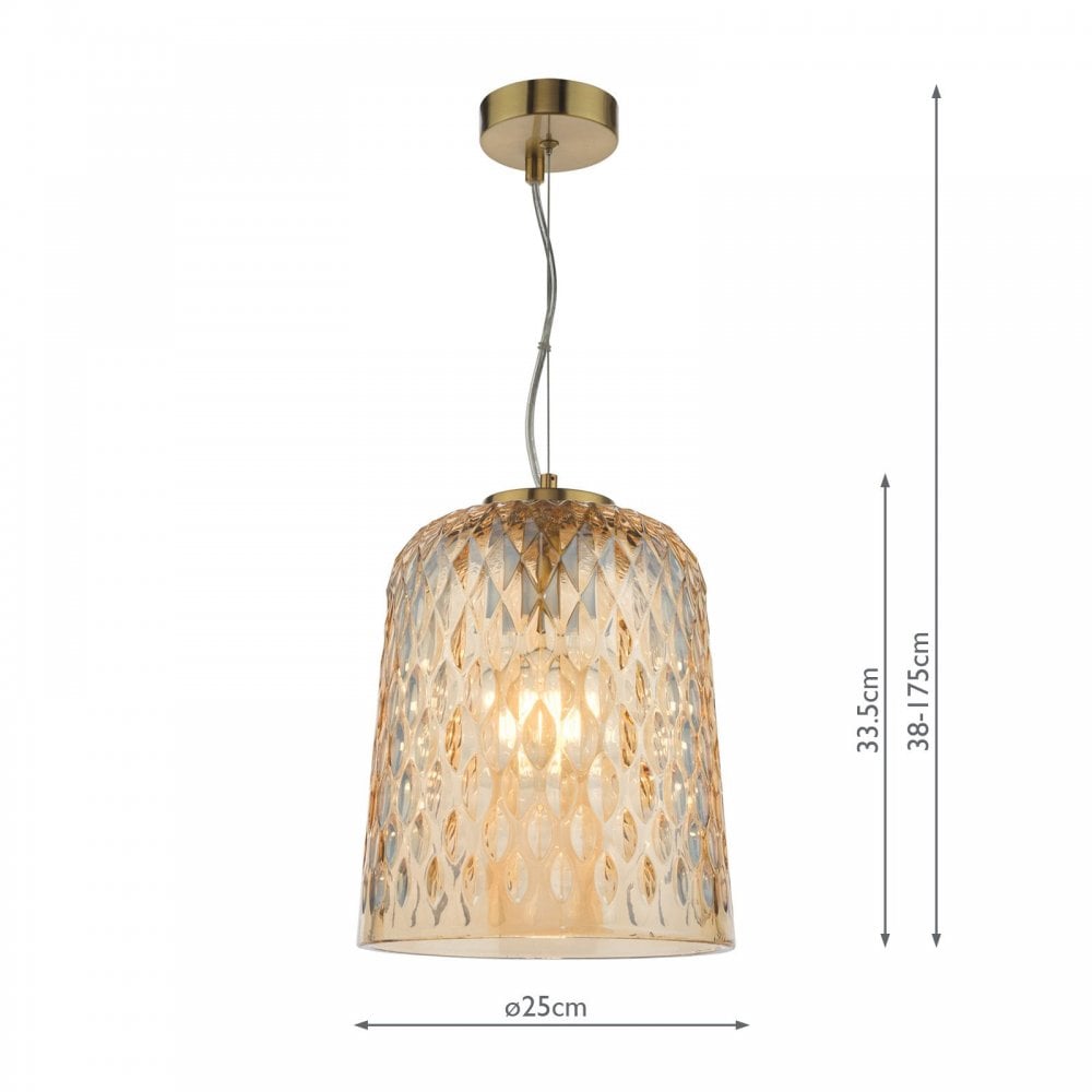 Varius Brass & Amber Glass Single Pendant