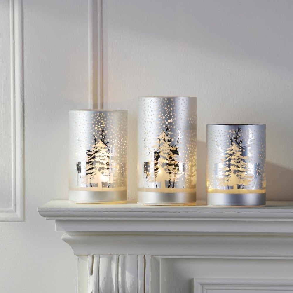 Frosted Tree LED Candle Set