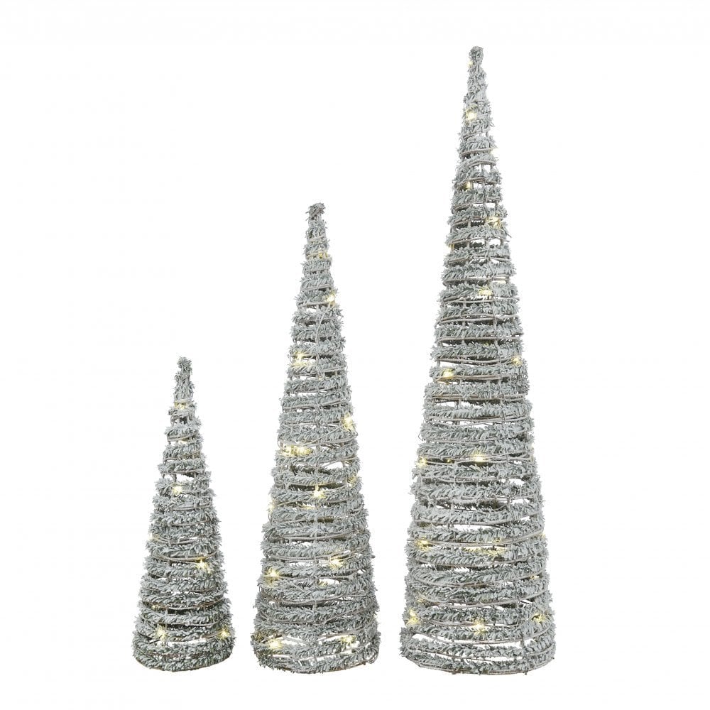 Green Christmas Cone Decorations Set of 3