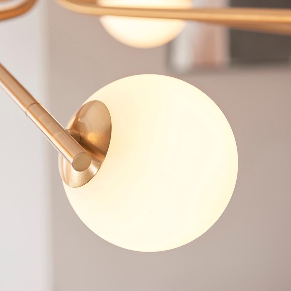 Aaron 10 Light Ceiling Pendant in Aged Brass & Opal Glass