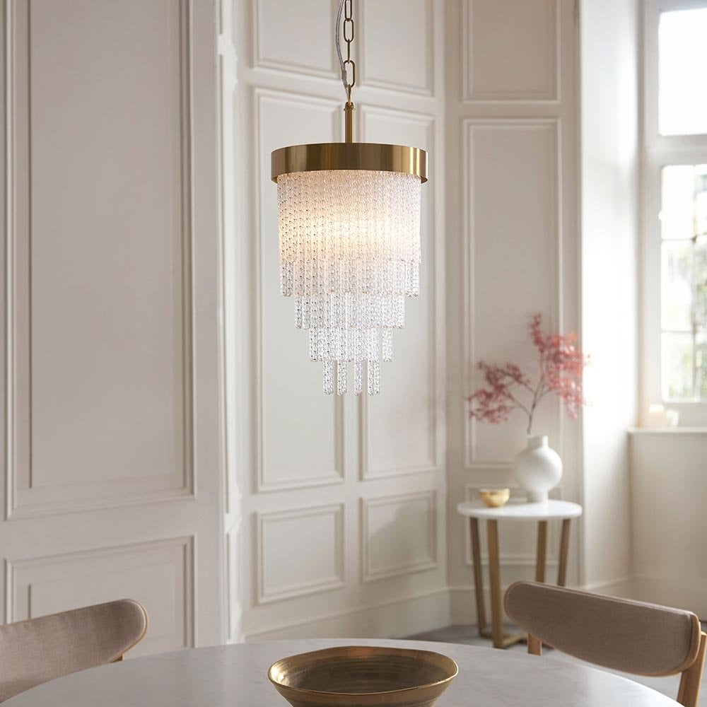 Anistoria Single Brass Pendant with Decorative Glass Rods