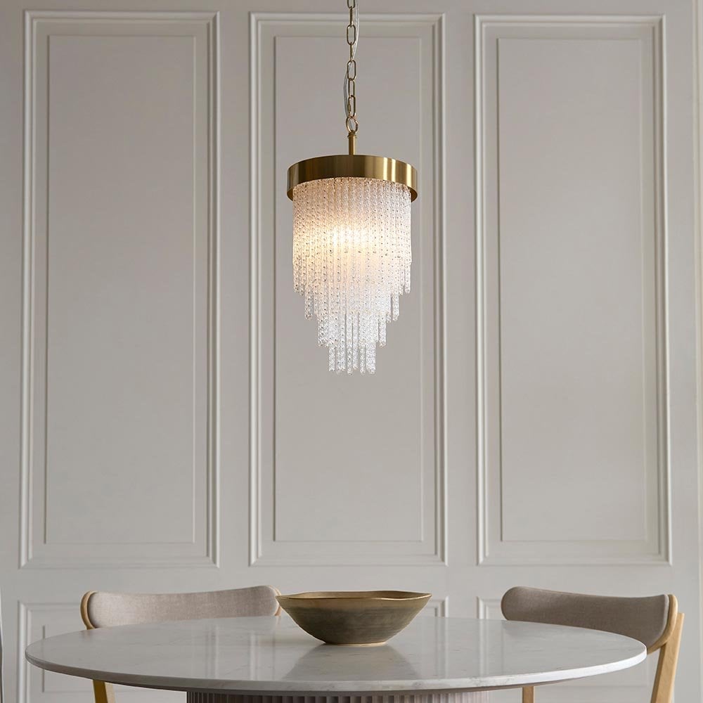 Anistoria Single Brass Pendant with Decorative Glass Rods